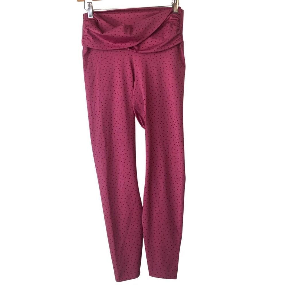 Nike Dry-Fit Yoga Twist High-Rise Polka Dot leggings size M Sweet Beet Athleisur - Picture 2 of 10